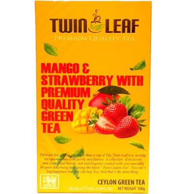 Чай TwinLeaf Зелёный с кусочками Клубники и Манго 100g