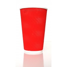 Стаканчики бумажные "Гофра красная" 500 мл. (25шт./уп.)