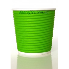 Стаканчики бумажные "Гофра зелёная" 110 мл. (25шт./уп.)