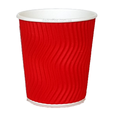 Стаканчики бумажные "Гофра красная" 175 мл. (25шт./уп.)