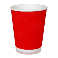 Стаканчики бумажные "Гофра красная" 250 мл. (25шт./уп.)