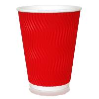 Стаканчики бумажные "Гофра красная" 390 мл. (25шт./уп.)