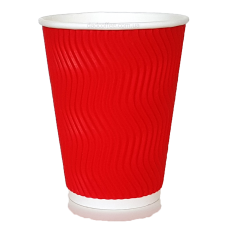 Стаканчики бумажные "Гофра красная" 390 мл. (25шт./уп.)