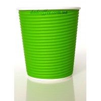 Стаканчики бумажные "Гофра зелёная" 175 мл. (25шт./уп.)