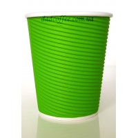 Стаканчики бумажные "Гофра зелёная" 250 мл. (25шт./уп.)