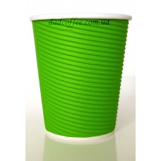 Стаканчики бумажные "Гофра зелёная" 250 мл. (25шт./уп.)