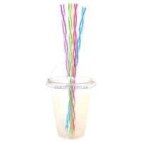 Трубочки 3D без Колена Полосатые Цветные 500 шт.
